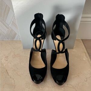 Christian Louboutin Black Peep-Toe Heels